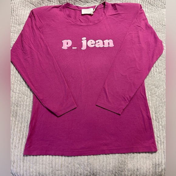 P_JEAN Fuchsia‎ Long Sleeve Top Made in Italy 100% Cotton Sz L NWT A 0263 - Picture 2 of 10